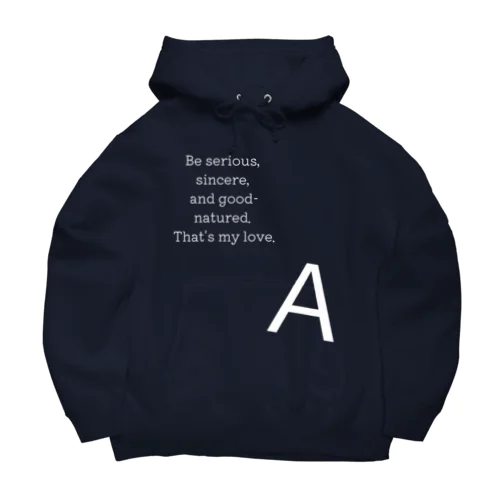 【Ａ型のための】wideメッセージ・長袖Ｔシャツ／正面プリント（文字色→白） Big Hoodie