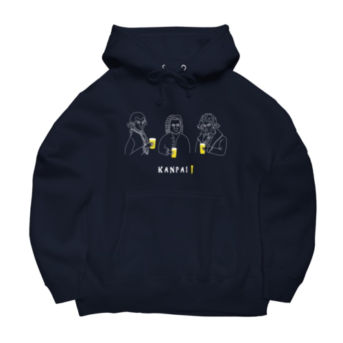 偉人 × BEER（三人の音楽家）白線画 Big Hoodie
