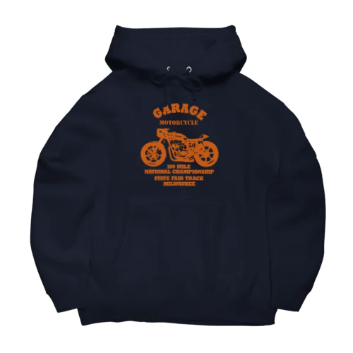 武骨なバイクデザイン orange Big Hoodie