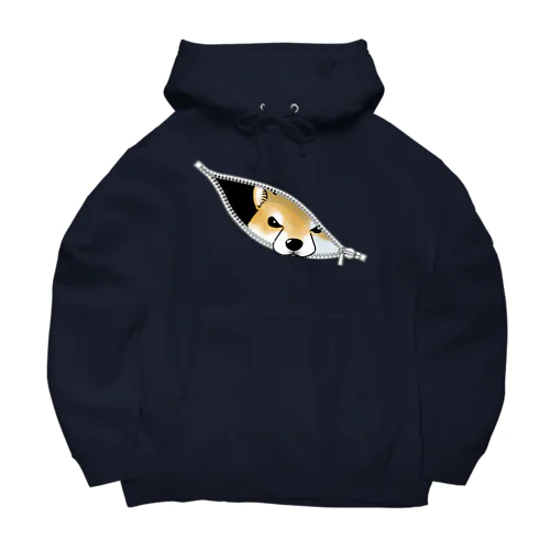 ジッパーからのぞく柴犬（赤柴） Big Hoodie