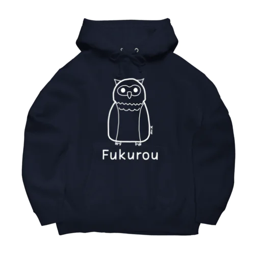 Fukurou (フクロウ) 白デザイン ビッグシルエットパーカー