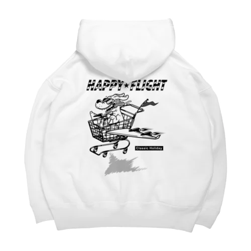 happy dog -happy flight- (black ink) ビッグシルエットパーカー