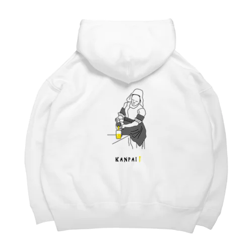 名画 × BEER（牛乳を注ぐ女）黒線画 Big Hoodie