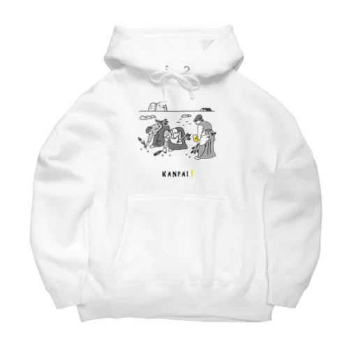 名画 × BEER（落穂拾い）黒線画 Big Hoodie