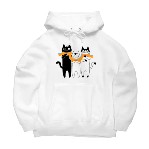 くろはちしろ三匹の猫(マフラー) Big Hoodie