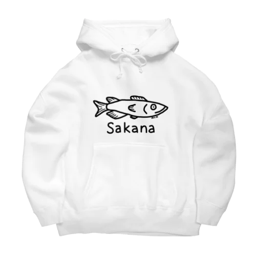 Sakana (魚) 黒デザイン ビッグシルエットパーカー