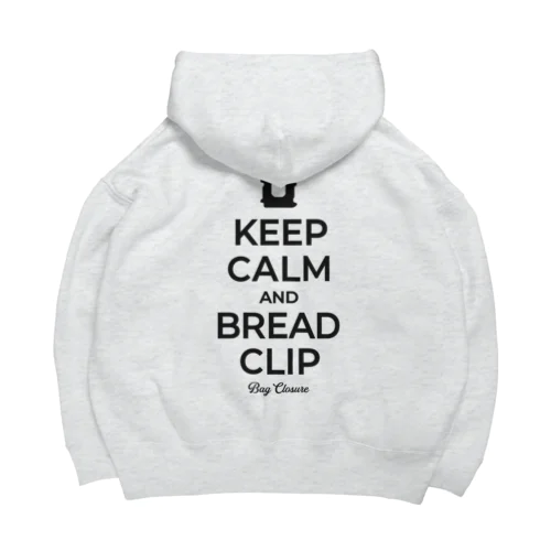 [★バック] KEEP CALM AND BREAD CLIP [ブラック]  ビッグシルエットパーカー