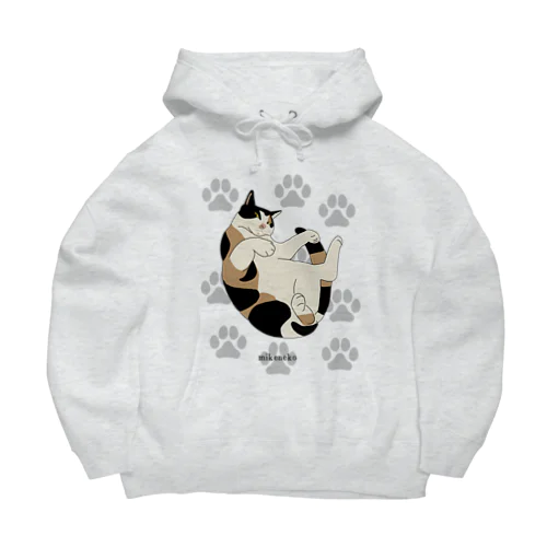 ニヒルな三毛猫 肉球添え Big Hoodie