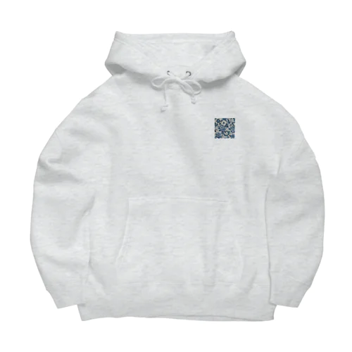 お花のバティック柄 ブルー Big Hoodie