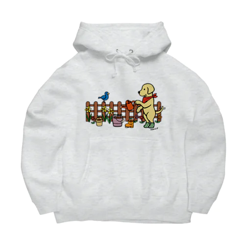 イエローラブラドールがガーデニング Big Hoodie