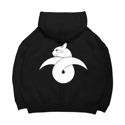 動物家紋。h.t.結び雁がネコ。ホワイト Big Hoodie