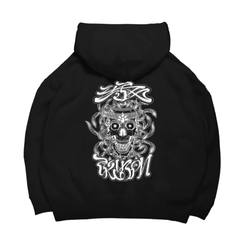 Y'sロゴ Skull  (White Print) ビッグシルエットパーカー