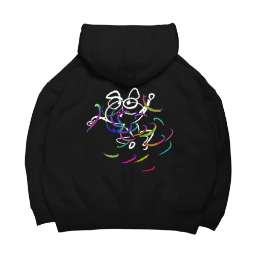 カラフル　パグ　ダンシング（ホワイト） Big Hoodie