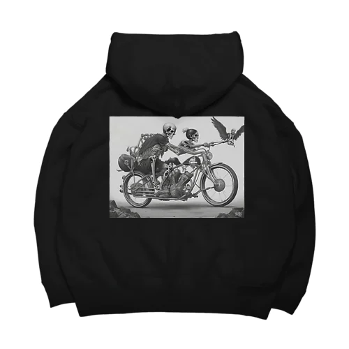 バイクとドクロ（黒メイン） Big Hoodie