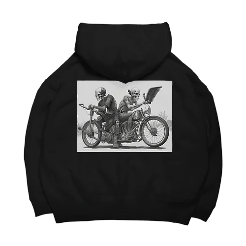 バイクとドクロ（黒メイン） Big Hoodie