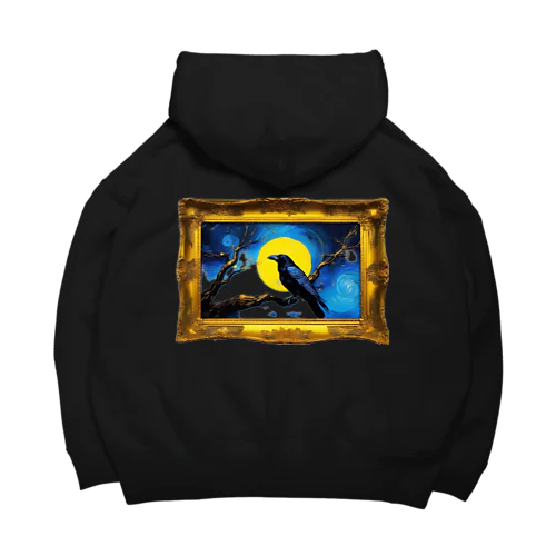 月夜のカラス。カラスチャンネルオリジナルデザイン Big Hoodie