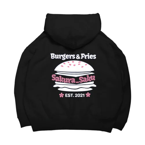 Burgers&Fries Sakura_Saku ロゴアイテム（ホワイト） Big Hoodie