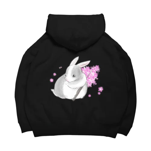 桜の枝とミニウサギ Big Hoodie