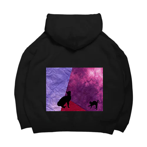 ワインレッド黒猫 Big Hoodie