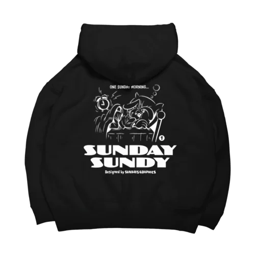 SUNDAY SUNDY No.1 (白ロゴ） ビッグシルエットパーカー