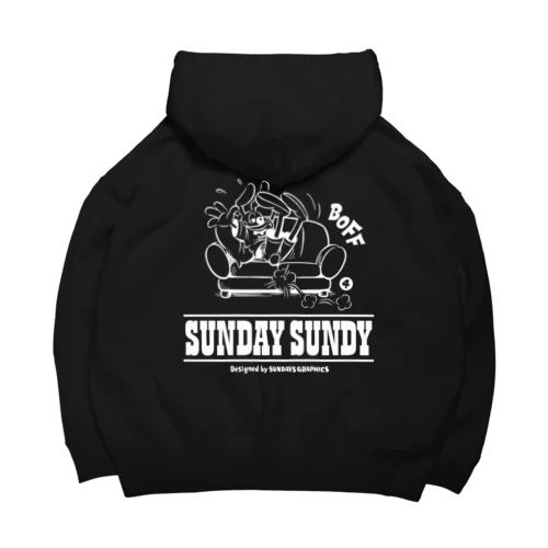 SUNDAY SUNDY No.4 (白ロゴ) ビッグシルエットパーカー