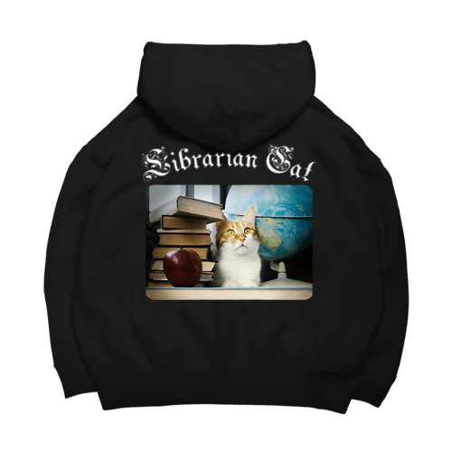 図書館猫 蔵書印 ♡ Librarian Cat in Ukraine♡ ウクライナ 本と猫 読書 ♡ Donation Items ビッグシルエットパーカー