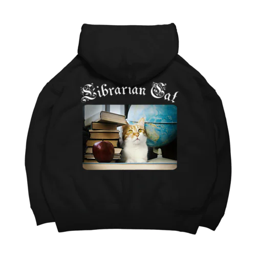 図書館猫 蔵書印 ♡ Librarian Cat in Ukraine♡ ウクライナ 本と猫 読書 ♡ Donation Items Big Hoodie