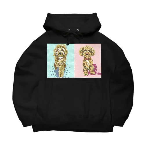 トリミング前後のトイプードルのふき(ちぎり絵) Big Hoodie