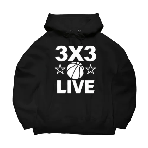 3x3・白・スリーエックススリー・3人制バスケ・Tシャツ・アイテム・グッズ・ストリートバスケ・バスケットボール・スピーディーなバスケ・1試合10分間の21点ノックアウト・スポーツ・有望 ビッグシルエットパーカー