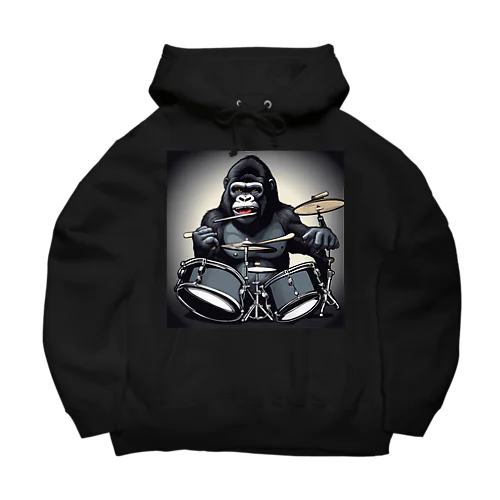 ドラムをするゴリラ Big Hoodie