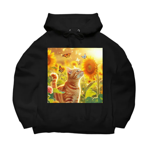 ひまわり　猫1 Big Hoodie