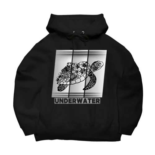 Cute Sea Turtle With Wonderful Hibiscus Flowers Design Big Hoodie