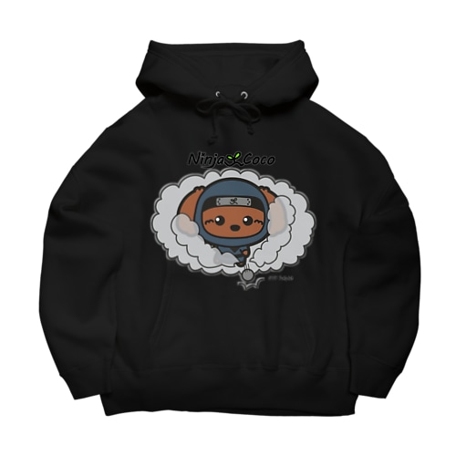 忍者プードル犬の志ちゃん　ぼむっっ（黒・濃色） Big Hoodie