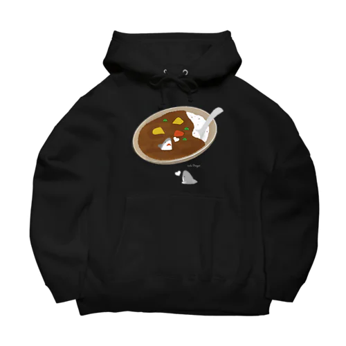 カレーの中と外で視線を交わすサメ Big Hoodie