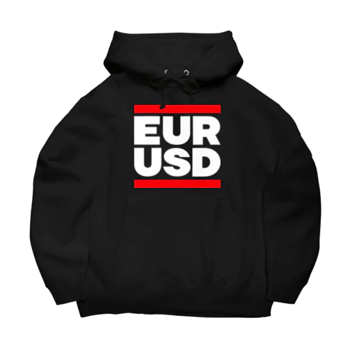 ユロドル ユーロドル EURUSD FX 為替 両替 　白字白　フォント  トレーダー　トレード　投資家 ビッグシルエットパーカー