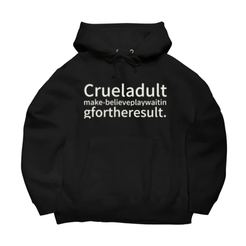 Cruel adult make-believe play waiting for the result. Big Hoodie