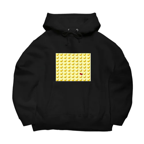 総柄バナナひとつだけいちご　ファブリックイエロー Big Hoodie