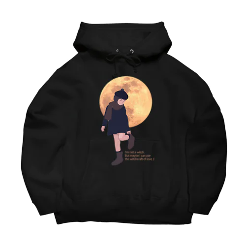 月と黒ワンピの女の子 Big Hoodie