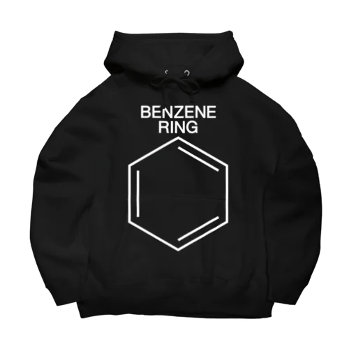 BENZENE RING-ベンゼン環の構造式-白ロゴ Big Hoodie