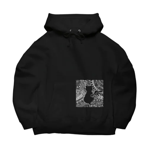 片翼猫 ホワイト Big Hoodie
