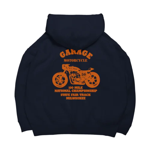 武骨なバイクデザイン orange(前後pt） Big Hoodie