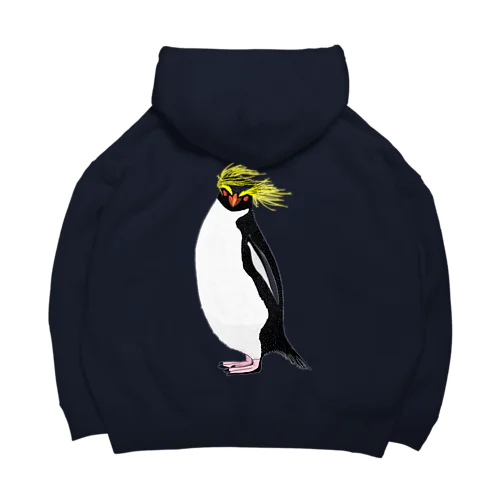 風に吹かれるイワトビペンギンさん(文字無しバージョン) バックプリント Big Hoodie