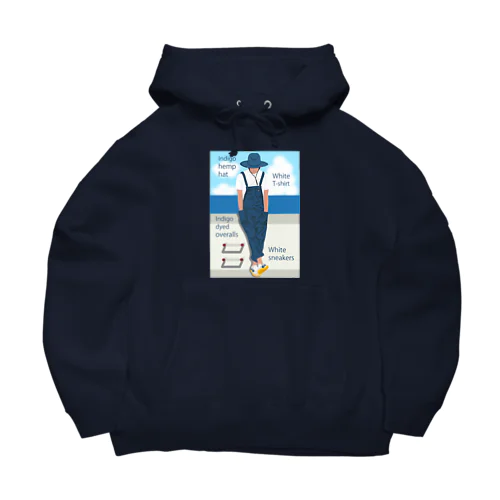 海とインディゴオーバーオールの青年 Big Hoodie