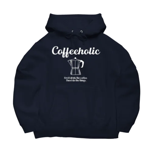 COFFEEHOLIC white logo ビッグシルエットパーカー