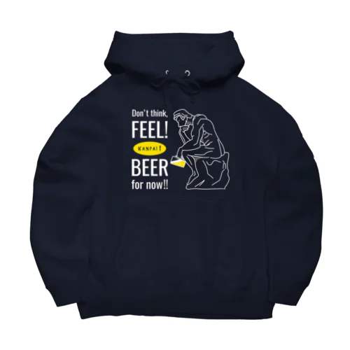 彫刻 × BEER（考える人：考えるな、感じろ! とりあえずビール!!）白線画 루즈핏 후디