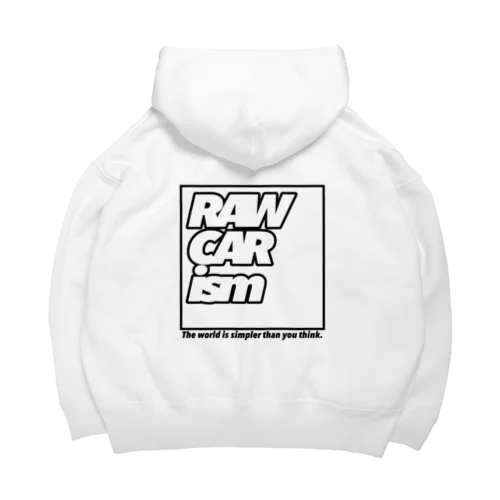 RAWCARism　スクエアロゴ　WHITE ビッグシルエットパーカー