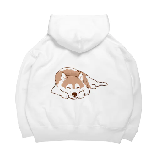 チョコカラー　眠るハスキー　 Big Hoodie