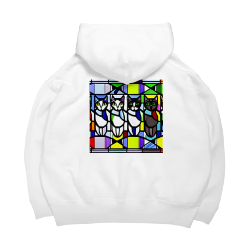 4匹の猫A　ステンドグラス風 Big Hoodie