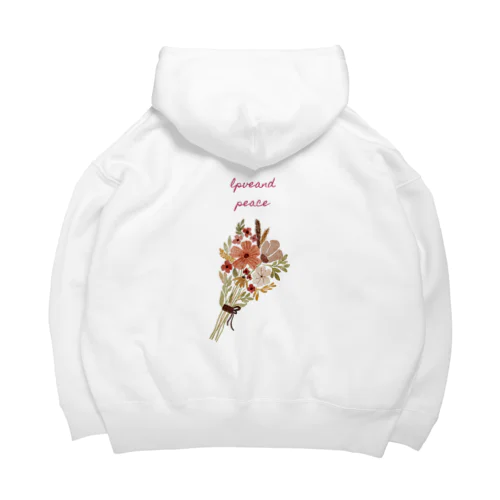 花束柄loveandpeace Big Hoodie