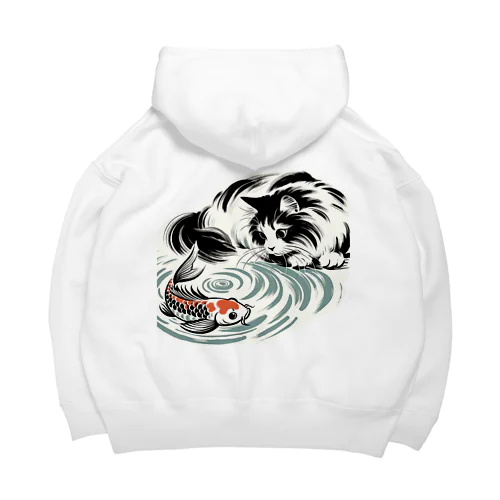 猫と鯉（水墨画風） Big Hoodie